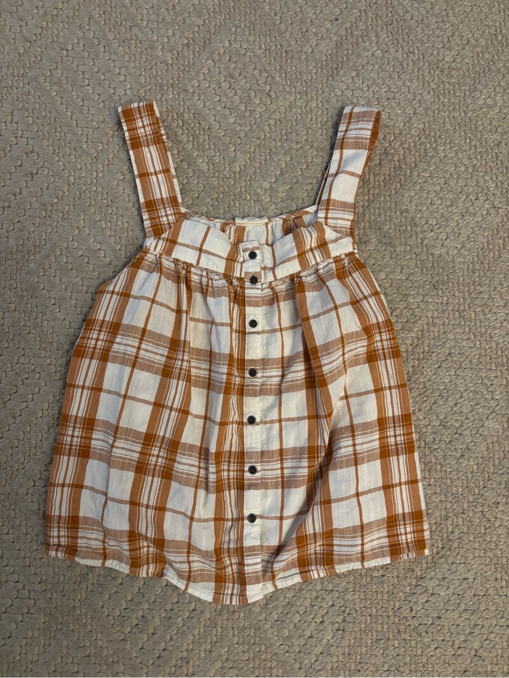 a.n.a Plaid Button-Front Tank Top - White and Brown